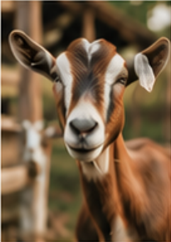 A friendly dairy goat on pasture