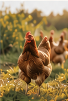 Free-range chickens on pasture